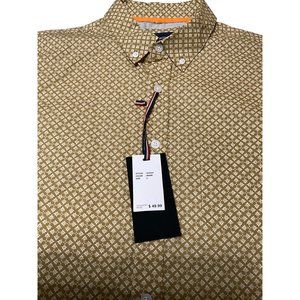 Switch Men's Shirt Large Tan/Ivory Short‎ Sleeve NWT